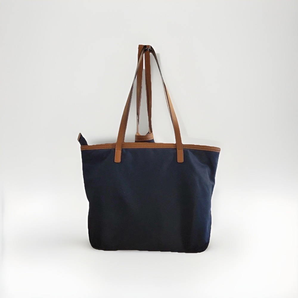 Michael Kors Kempton Lg East West Tote-Navy Blue w/Brown Leather Trim, Gold MK - Picture 2 of 14